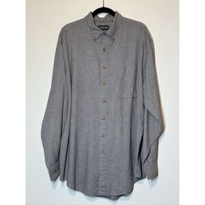 Lands End Shirt Mens XLT Blue Houndstooth Long Sleeve Button Down